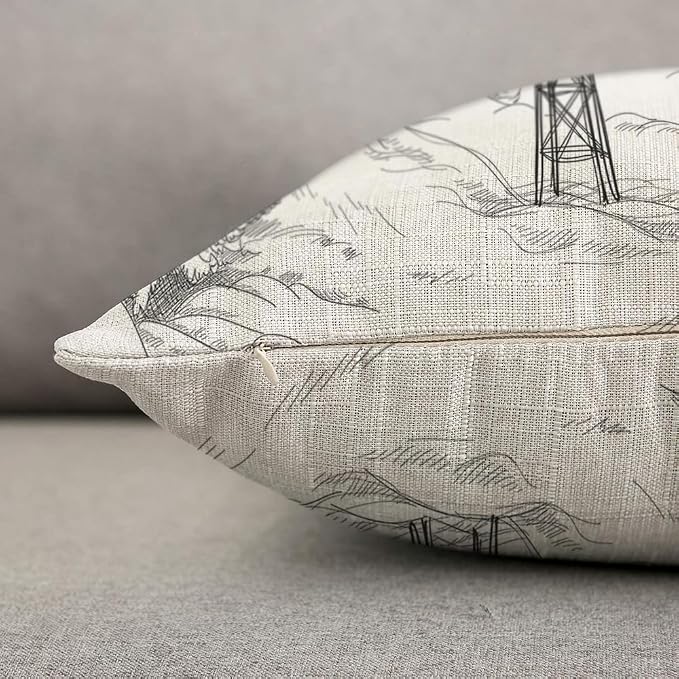 TKS MITLAN Mountain Ski Lift Pillow Cover 18x18 inch Sketch White Wintertime - Image 6