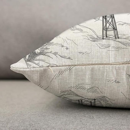 TKS MITLAN Mountain Ski Lift Pillow Cover 18x18 inch Sketch White Wintertime - Image 6
