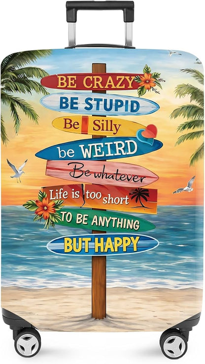 ANNA QUEEN Beach Quote Luggage Cover, Inspirational Summer Travel Suitcase by ANNAQUEEN