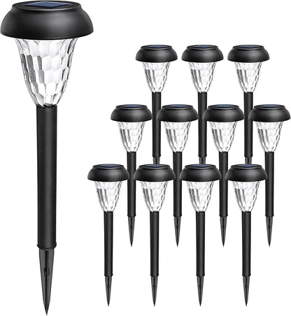 GIGALUMI 12 Pack Solar Lights Outdoor Waterproof, Cool White Pathway Lights - Image 8