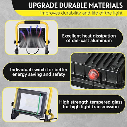 21000 LM LED Work Light with Stand, 3-Head Adjustable Portable Tripod Light - Image 8