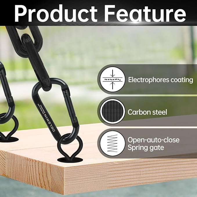 DELSWIN Heavy Duty Carabiner Clip 900lbs, 3 Inch Steel Carabiners - Image 3