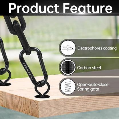 DELSWIN Heavy Duty Carabiner Clip 900lbs, 3 Inch Steel Carabiners - Image 3