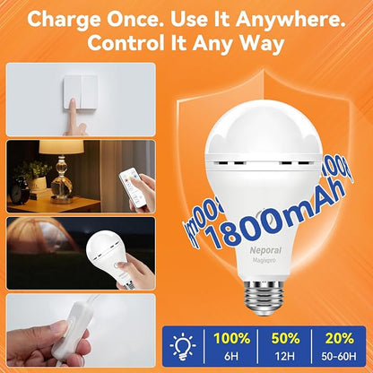MagixPro Remote Rechargeable Light Bulbs, USB & Socket Charging, 1800mAh Battery - Image 4