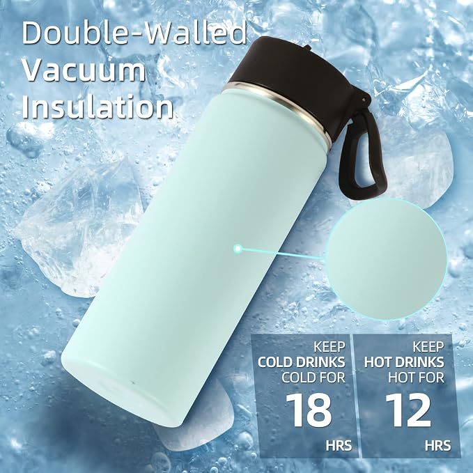 Volhoply 18oz Kids Insulated Water Bottle, Stainless Steel Water Bottles - Image 2
