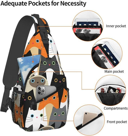 Cute Cats Sling Bag For Women Men Fashion Print Backpack Crossbody Shoulder Bag - Image 4