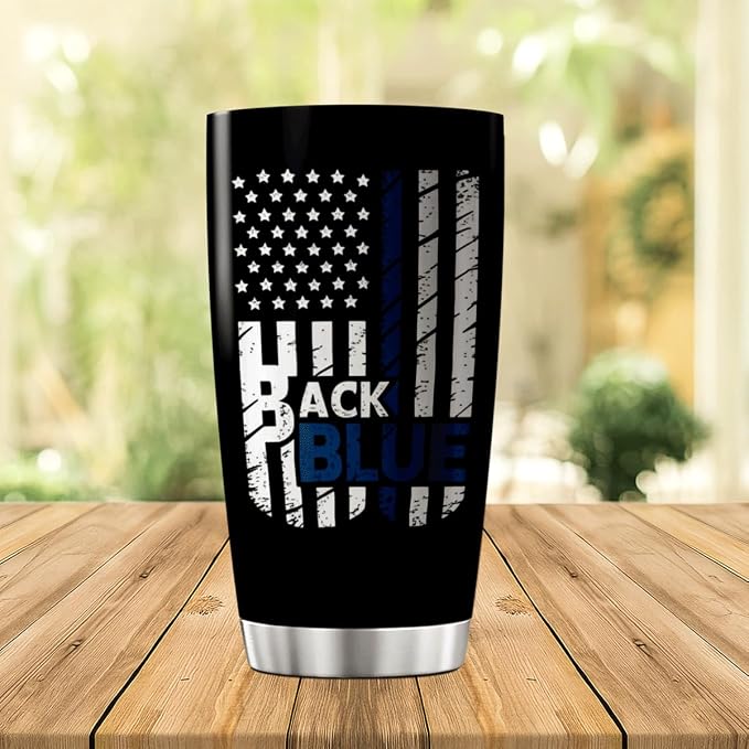 CUBICER Back The Blue American 20 Oz Stainless Steel Tumbler - Image 3