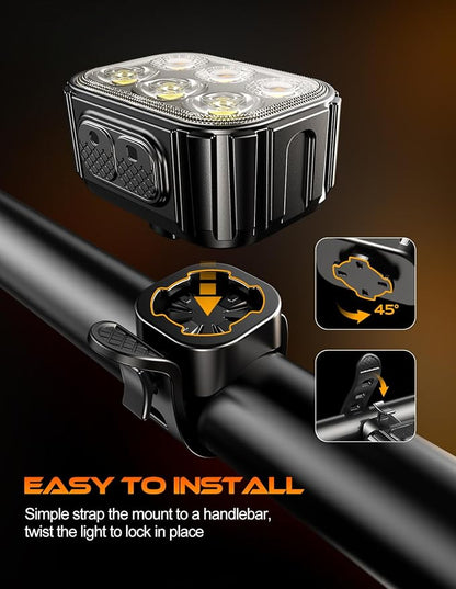 Cuvccn Bike Lights Super Bright, Rechargeable Bicycle Lights Set Multiple Modes - Image 7