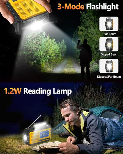 10000mAh Emergency Hand Crank Radio, AM/FM/NOAA Weather Alert, Solar Powered - Image 5