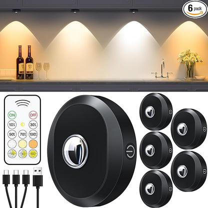 WILLED Puck Lights with Remote Control, Rechargeable Under Cabinet Lights by WILLED