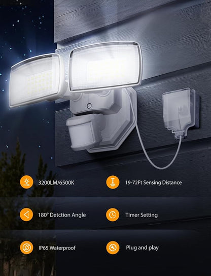 Onforu 32W Plug in Motion Sensor Lights Outdoor, 3200LM Motion Flood Light Dusk - Image 2
