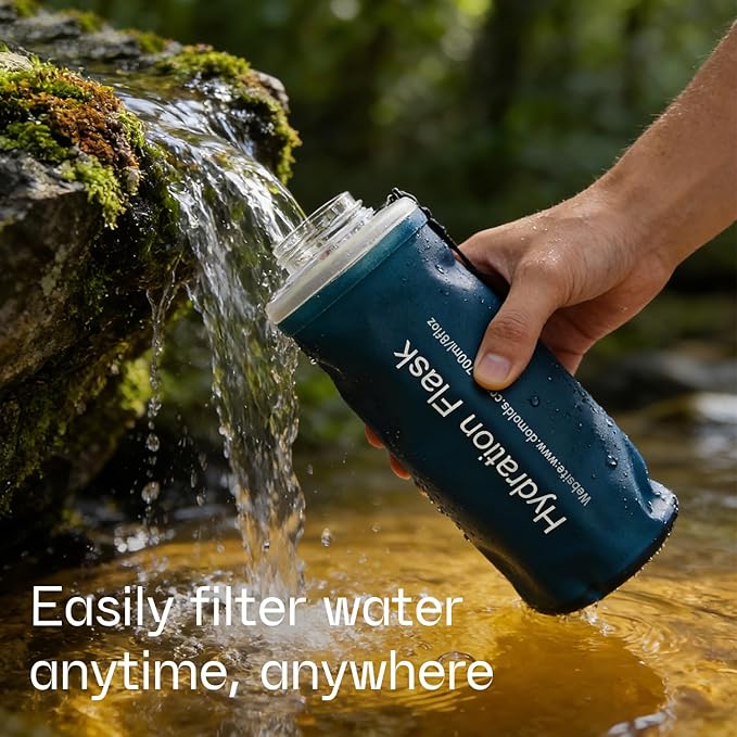 GUYI 1.0L Collapsible Water Filter Bottle, Removes Impurities, BPA Free - Image 6