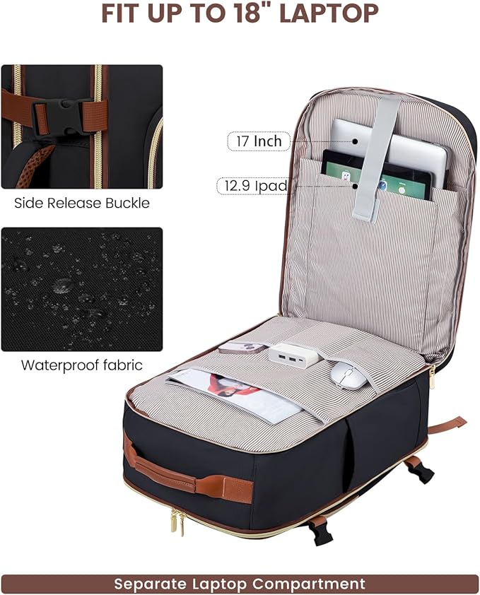 LOVEVOOK 50L Travel Backpack for Women & Men, Airline Approved Carry On Luggage - Image 8