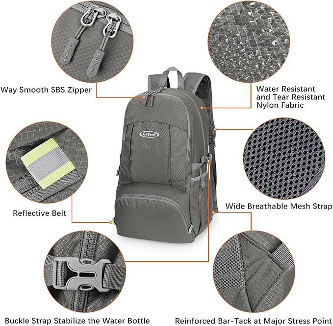 G4Free 40L Lightweight Packable Hiking Backpack, Waterproof Travel Daypack - Image 4