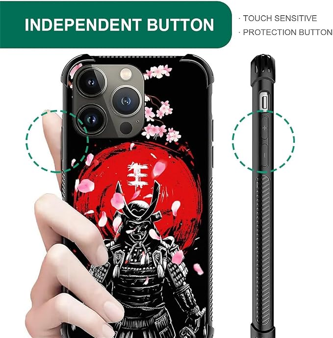 for iPhone 13 Pro Max Case, Sakura Japanese Samurai Pattern Graphic Design Girl - Image 4