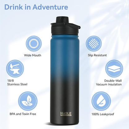 HASLE OUTFITTERS Insulated Water Bottle 22 oz Double Wall Stainless Steel Water - Image 2