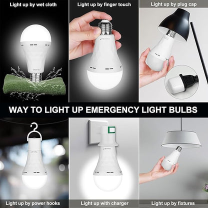 Ostwiki 2 Pack Emergency Rechargeable Light Bulbs, Battery Operated Backup - Image 3