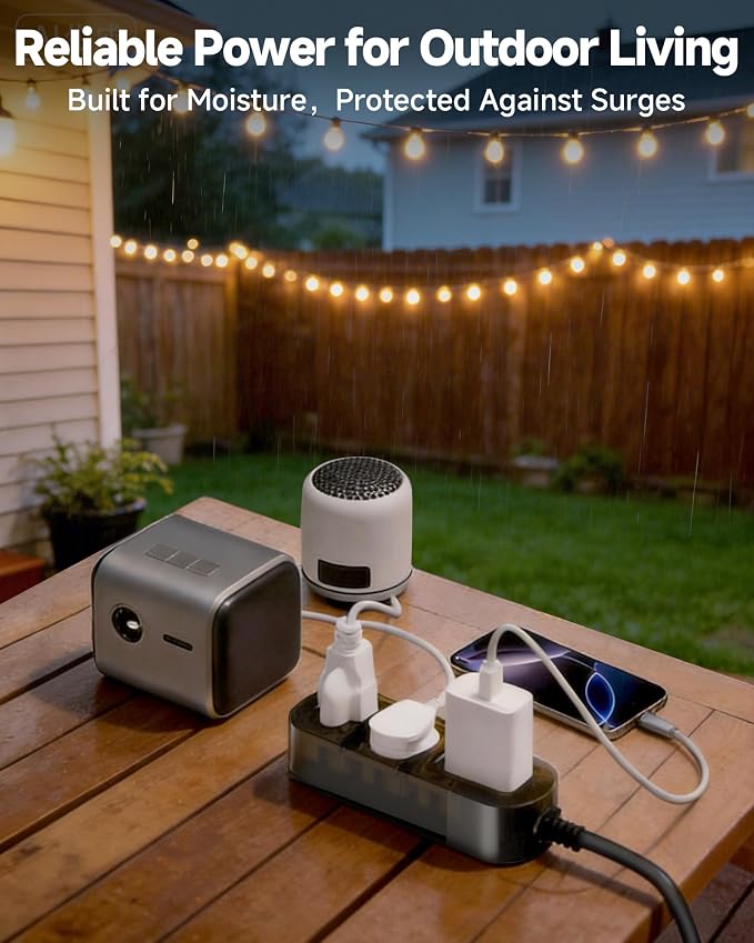 Outdoor Power Strip, 3 AC Outlets, 15 FT, 1625W/13A High-Power Single-Device Use - Image 8