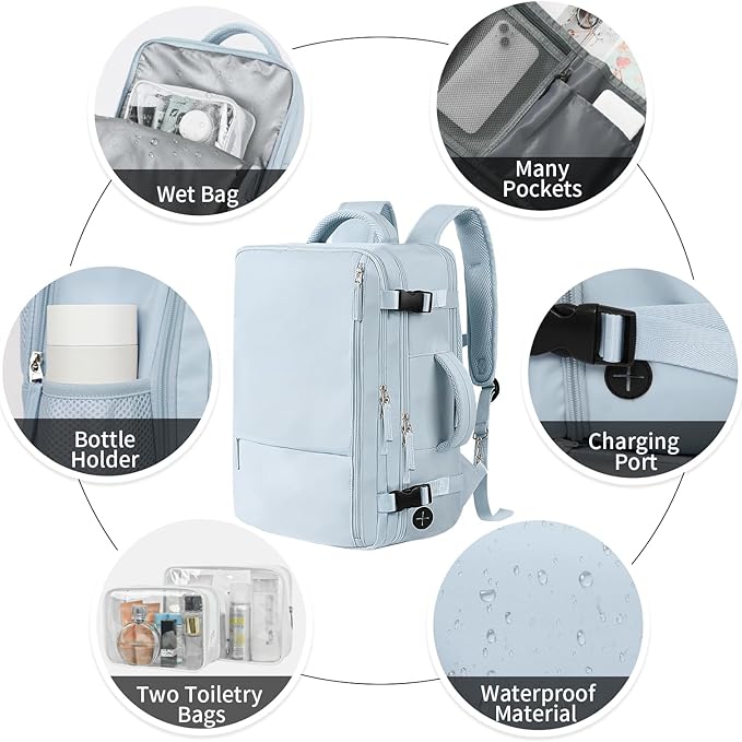 Hanples Large Travel Backpack for Women, 35L Carry on Luggage Backpack - Image 5