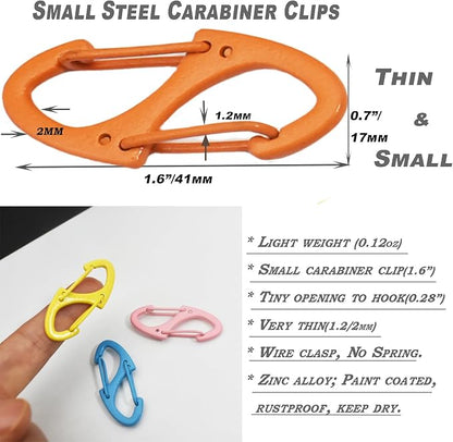 Small Carabiner Clips 1.6 inch Metal Double Sided Spring Gate Snap Hooks - Image 5