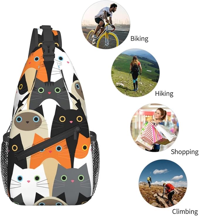 Cute Cats Sling Bag For Women Men Fashion Print Backpack Crossbody Shoulder Bag - Image 6