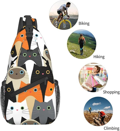 Cute Cats Sling Bag For Women Men Fashion Print Backpack Crossbody Shoulder Bag - Image 6