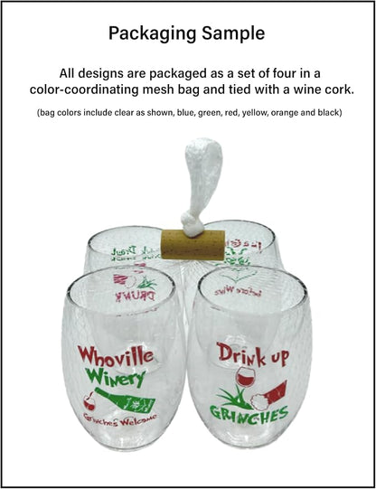 Set of 4 Shatterproof Designer 16 oz Plastic Wine Glasses MADE in the USA - Image 2