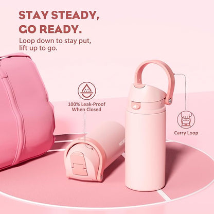 POWCAN 18 oz Insulated Water Bottle: 2-in-1 Push-Button Spout & Quick-Flip Straw - Image 4