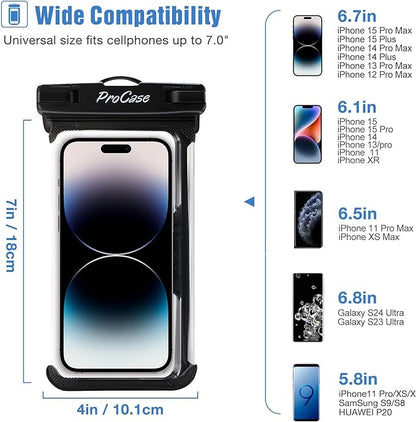 ProCase 2 Pack Waterproof Phone Pouch, Underwater Phone Case Up to 7", Dry Bag - Image 2