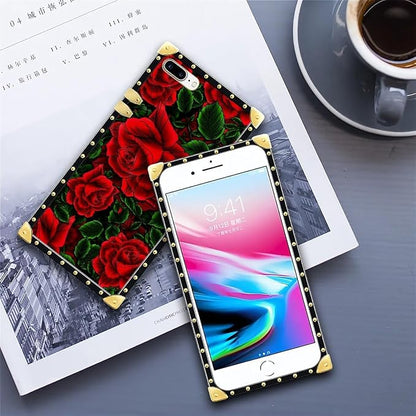 Compatible with iPhone 8 Plus 7 Plus Case, Vector Red Rose Green Leaf Luxury - Image 6