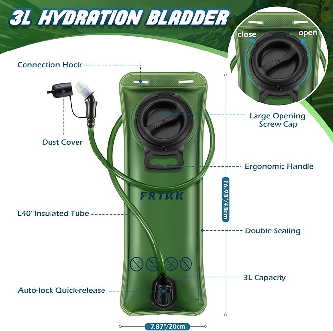 FRTKK 2L/3L Hydration Bladder, Leak Proof Water Bladder - Image 2