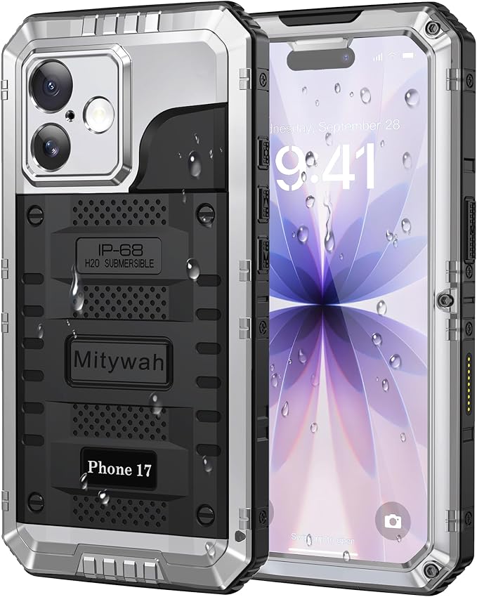 Mitywah Waterproof Case for iPhone 17, Rugged Metal Case by Mitywah