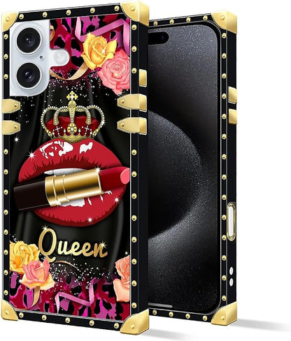 Compatible with iPhone 16 Plus Case, Queen Lip Crown Leopard Print Luxury - Image 3