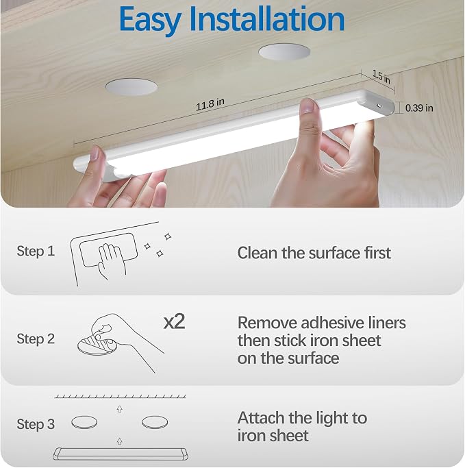 Motion Sensor Under Cabinet Lights, Magnetic Rechargeable Under Counter Closet - Image 7