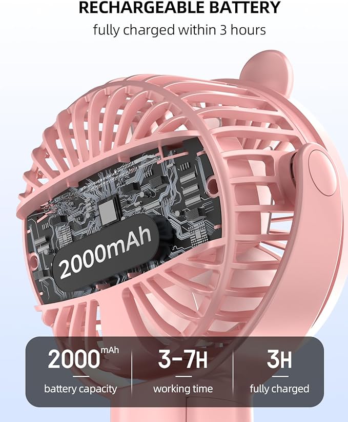 buywoo Portable Stroller Mini Fan, Small Rechargeable Personal Cooler w/ 360° - Image 4
