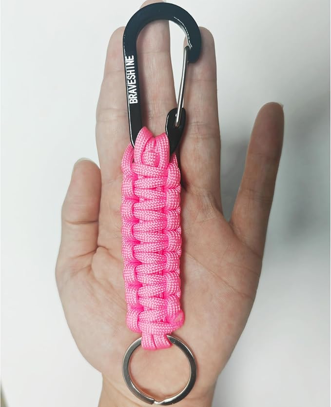 BRAVESHINE Paracord Keychain Carabiner Clip, D Ring Lanyard Hanger Stroller Hook - Image 3