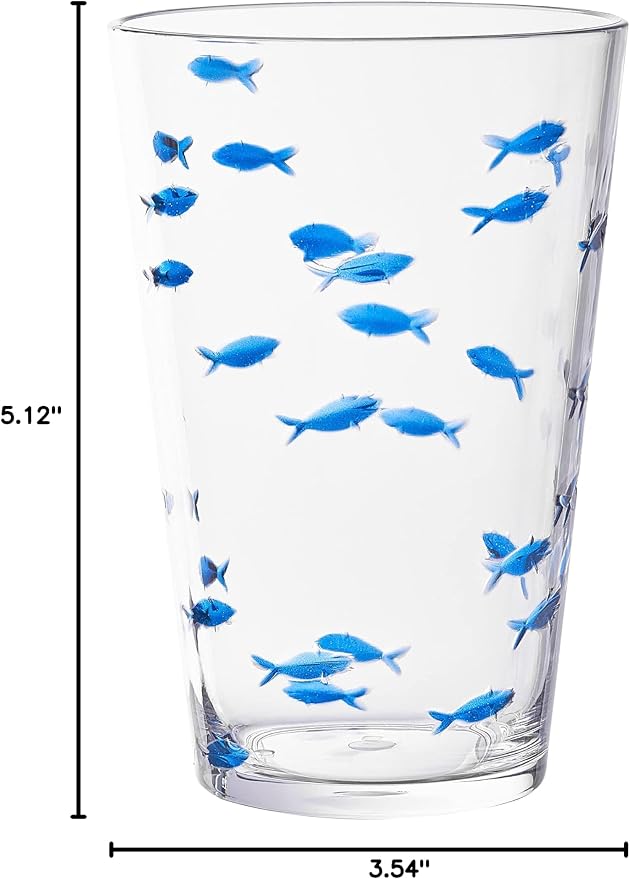 KLIFA- CHARLESTON- 19 oz, Acrylic Fishing Highball, School of Fish Drinking - Image 4