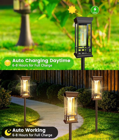 10 Pack Solar Pathway Lights Outdoor, Taller Bright Solar Path Lights Waterproof - Image 6