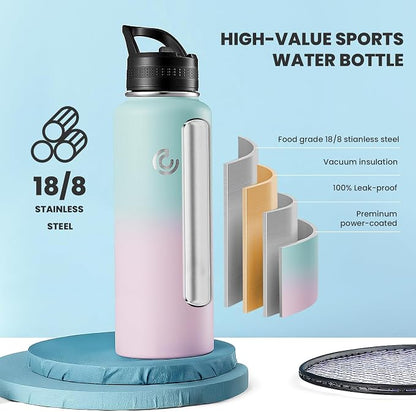 COKTIK 40oz Sports Water Bottle, Stainless Steel Water Bottle - Image 3
