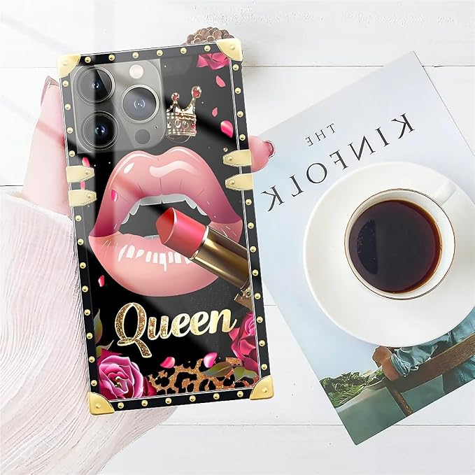 Compatible with iPhone 13 Pro Case, Glitter Red Rose Queen Leopard Lipstick - Image 7