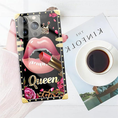 Compatible with iPhone 13 Pro Case, Glitter Red Rose Queen Leopard Lipstick - Image 7