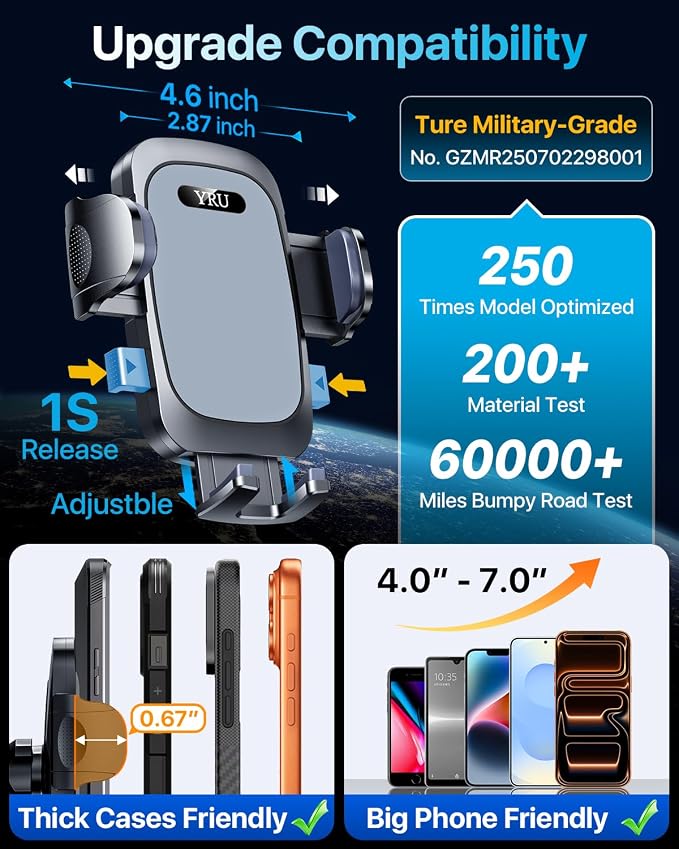 YRU Car Phone Holder Mount Dashboard Cell Phone Holder - Image 7