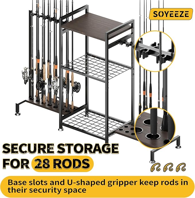 SOYEEZE Fishing Rod Holder for 28 Rods, Ground Stand Fishing Pole Holders for - Image 2