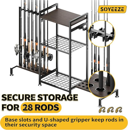 SOYEEZE Fishing Rod Holder for 28 Rods, Ground Stand Fishing Pole Holders for - Image 2