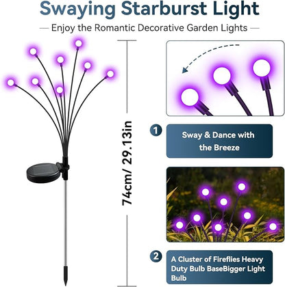 Slyuexu Solar Garden Lights Outdoor Waterproof, 2 Pack 16 LED Swaying Firefly - Image 2