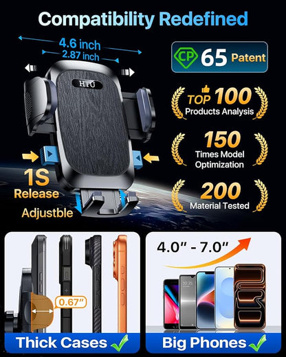 HTU 【98+LBS Strongest Suction & Military-Grade】 Ultimate Car Phone Mount【Patent - Image 4