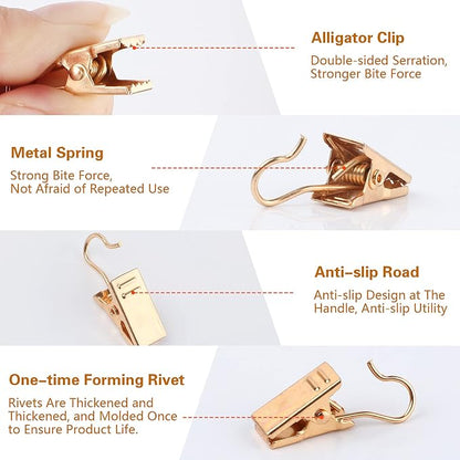 JANYUN 120 Pack Clip Hook Set Stainless Curtain Clips - Image 3