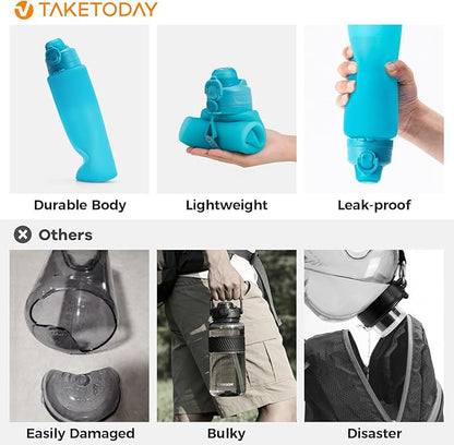 TakeToday Collapsible Water Bottles 32oz, Foldable Travel Bottle, TSA-Approved - Image 2