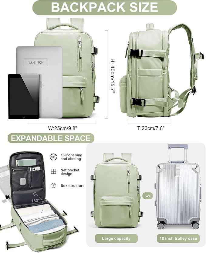 WONHOX Large Travel Backpack Carry on Flight Approved Laptop Work Business - Image 3