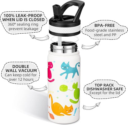 Fanhaw 18 Oz Kids Insulated Water Bottle - Image 2